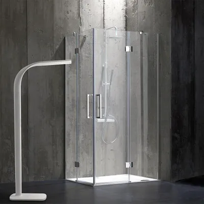 Produktbild von 80x100 cm rechteckige Duschkabine aus Einscheibensicherheitsglas, teilgerahmt | London