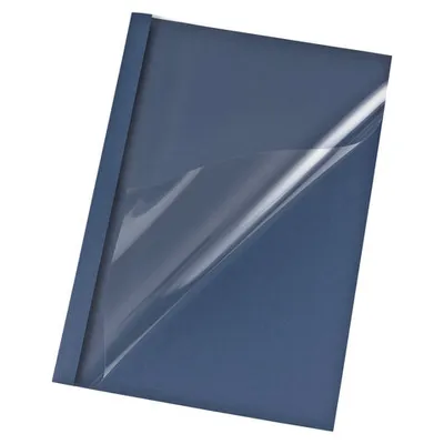 Produktbild von 50x Thermobindemappen A4 4mm für 40 Blatt Lederoptik blau