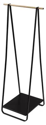 Productafbeelding van Kledingrek met plank - Vrijstaand garderoberek - 54 x 40 x 141 cm - Metalen frame - Kleerhangers in eikenhoutlook - Zwart