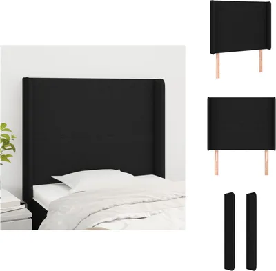 Produktbild von vidaXL Kopfteil mit Ohren Schwarz 93x16x118/128 cm Stoff -  Kopf- & Fußenden