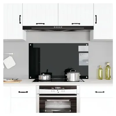 Produktbild von Küchenrückwand Spritzschutz Fliesenspiegel Glasplatte Herdspritzschutz Wandschutz Küche Schwarz 100x60cm Hartglas