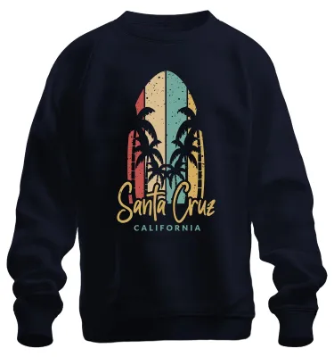 Zdjęcie produktu dla Bluza z kapturem "Santa Cruz California Surfboard Palmen Strand Retro Surfing", granatowa, rozmiar S