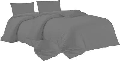 Produktbild von Bettwäsche 2er 135x200 + 2er 40x80 cm Grau Bettbezug Baumwolle, 4-teilig