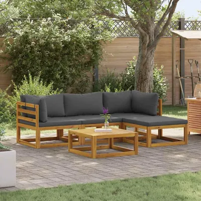 Immagine prodotto di set da giardino 5 pezzi con cuscini in legno massiccio di acacia