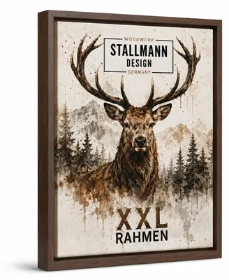 Produktbild von Stallmann Design XXL Schattenfugenrahmen 100x100 cm | Farbe: Wallnuss | Zerlegter Leer-Rahmen für Leinwände auf Keilrahmen | mit Montagezubehör | ohne Glas und Rückwand