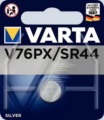 Zdjęcie produktu dla Varta 1x 1.55V V 76 PX, Jednorazowa bateria, SR44, Srebrny-Oksydowany, 1,55 V, 1 szt., Srebrny