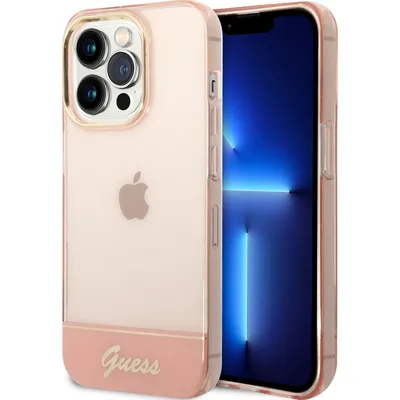 Produktbild von GUESS Hard Cover Translucent Transparent Pink, für iPhone 14 Pro Max, GUHCP14XHGCOP