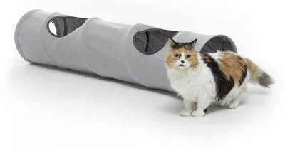 Faltbarer Katzentunnel, 114 cm, wasserdicht, grau