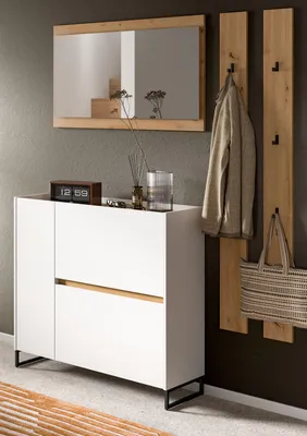 Produktbild von Garderobe Set 4-teilig "Borga" in weiß und Artisan Eiche 172 x 197 cm, Soft-Close