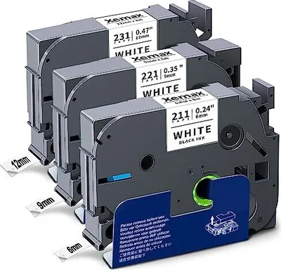 Imagen del producto de Cinta de etiquetas compatible con Xemax, alternativa para cintas P-Touch Tze-211, Tze-221, Tze-231, y para impresoras Pt-E110, Pt-H110, Pt-D200, Pt-P750W, Pt-H105, Pt-1000