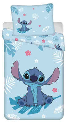 Imagen del producto de Juego de sábanas de algodón Lilo & Stitch: funda de edredón de 140x200 cm y funda de almohada de 70x90 cm
