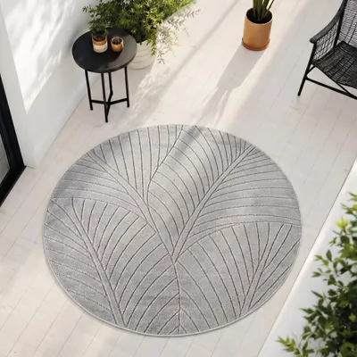 Produktbild von Carpetsale24 Outdoor Teppich, Modern Boho Design, 3D Effekt, Robust und UV-Beständig, ideal für Terrasse Wohnzimmer & Küche, Grösse: 160 cm Rund