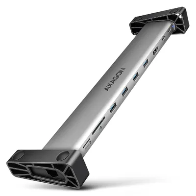 Produktbild von AXAGON Axagon HMC-10HLS Laptop-Dock/Port-Replikator Kabelgebundener USB 3.2 Gen 1 (3.1 Gen 1) Typ-C Schwarz, Grau