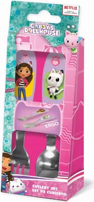 Zdjęcie produktu dla Zestaw metalowych sztućców Ergo Gabby's Dollhouse Friends, 2 szt.
