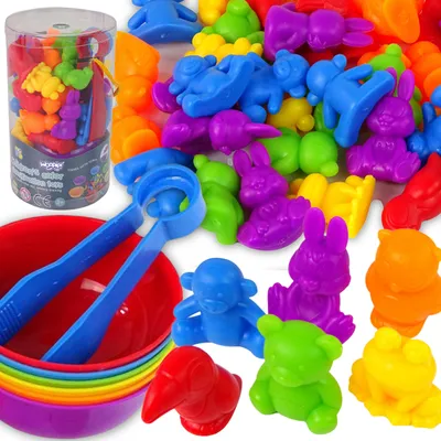 Produktbild von WOOPIE Montessori-Lernspiel: Farbsortierer mit Tieren, 44 Teile