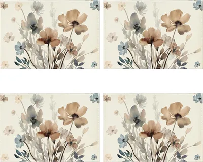 Produktbild von 1/4 Stück bedrucktes Tischset mit Blumenmuster, wärmeisolierend, knitterfrei, Schreibtischschutz, Party, Küche, Esszimmer, Dekoration, Tischset