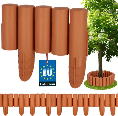 Produktbild von KOTARBAU® Rasenkante Gartendeko Gartenzaun 2,4 m Stabile & Flexible Beeteinfassung Palisadenzaun Kunststoffzaun Terrakotta