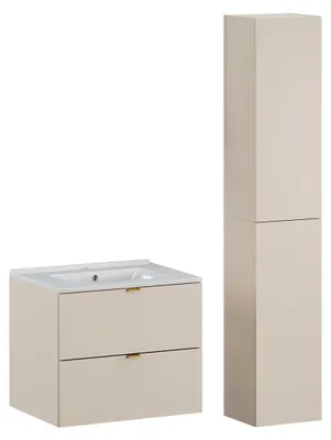 Produktbild von Waschtisch und Hängesäule 60cm Azel mit 2 Schubladen, Kaschmir