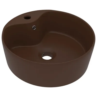 Image de vidaXL Lavabo de luxe avec trop-plein mat brun foncé 36x13cm Céramique