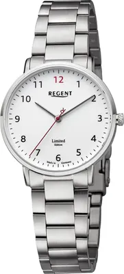 Produktbild von Regent Metall Damen Uhr Armbanduhr Quarz silber Metallarmband D2URGM2304