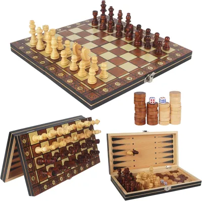 Imagen del producto de Juego de ajedrez magnético 3 en 1, plegable, de 29 x 29 cm, ideal para familias