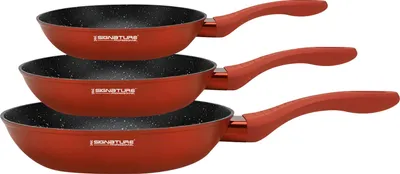 Zdjęcie produktu dla Signature, zestaw 3 patelni 20 / 24 / 28 cm z mineralną powłoką nieprzywierającą, czerwony