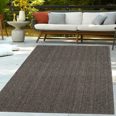 Produktbild von TT Home In- und Outdoor Loop Teppich Modern Robust Wetterfest Für Terrasse Wohnzimmer Küche Einfarbig Naturtöne Weiche Struktur Größe 80x150 cm