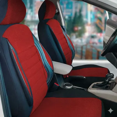 Obrázek produktu pro Potahy sedadel – přední sedadla, červené, pro VW T5, T6, Transporter, Multivan – sada 1+1