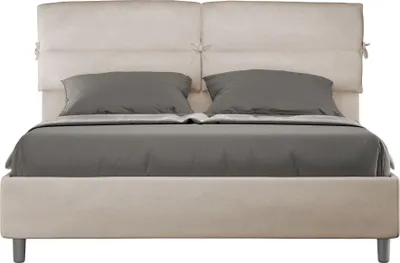 Produktbild von ITYHOME - Gepolstertes Bett mit Bettkasten 160x210 mit Mikrofaserbezug Sandfarbe Nandy