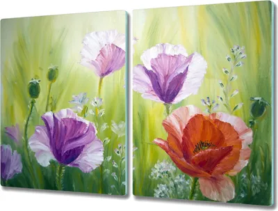 Produktbild von Coloray Küchenbrett Kochplattenabdeckung Hackbrett Schneidebrett Herdabdeckplatte 2x40x52 cm - Pflanzen Blumen