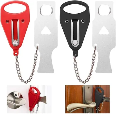 Productafbeelding van Draagbare deursloten, 2 stuks, veiligheidsketting, voor reizen