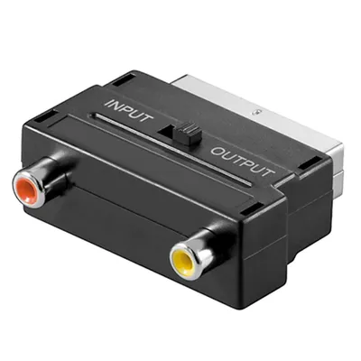 Produktbild von ORSEM SCART Adapter auf 2x Cinch RCA Buchse IN OUT Umschalter Audio AV Schwarz