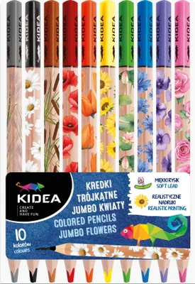 Produktbild von Jumbo Dreieckige Blumenbuntstifte 10 Farben Kidea 3515
