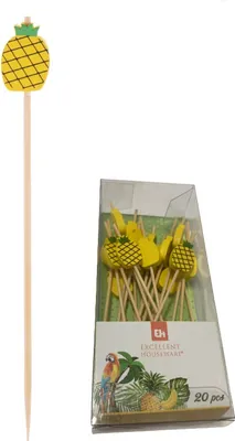 Image de Lot de 20 décorations pour cocktails Excellent Houseware, en bambou, 12 cm, jaunes