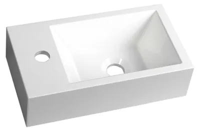 Productafbeelding van Sapho AMAROK wastafel, gemaakt van Gussmarmor, 40x22 cm, links, wit