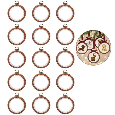 Produktbild von Stickrahmen Mini 10cm 15 Stück – Holz Kunststoff Kreuzstich Ringe | Für DIY Handnähen & Wohnkultur