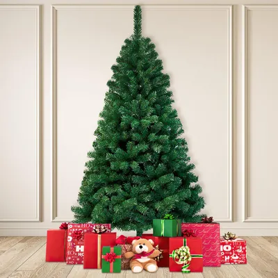 Produktbild von Künstlicher Weihnachtsbaum Tannenbaum mit 900 Spitzen PVC Nadeln Metallständer & Klappsystem Christbaum Grün 210cm