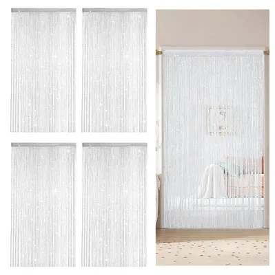 Kordelvorhang-Set 4 Stück, Insektenschutz, 100 x 200 cm, Weiß