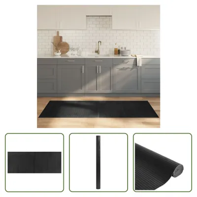 Imagen del producto de The Living Store: Alfombra rectangular, gris, 80x200 cm, de bambú