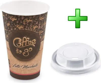 Produktbild von 100x Kaffeebecher XL 'Coffee To Go' Latte Macch mit Trinkdeckel 400ml 510ml