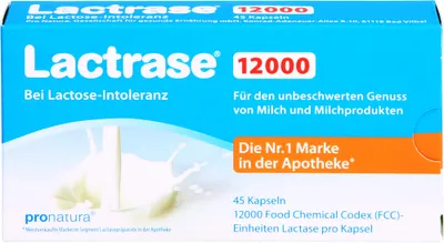 Productafbeelding van Lactase 12000 capsules voor mensen met lactose-intolerantie, 45 capsules