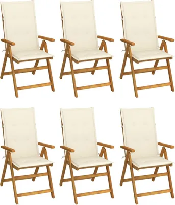 Image de Chaises pliables de jardin lot de 6 avec coussins Bois d'acacia