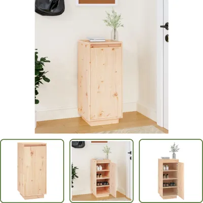 Produktbild von The Living Store Schuhschrank 35x35x80 cm Massivholz Kiefer
