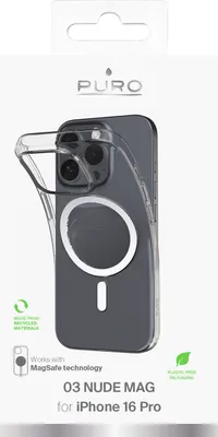 Zdjęcie produktu dla PURO 03 Nude Mag, Pokrowiec, Apple, iPhone 16 Pro, 16 cm (6.3"), Przezroczysty