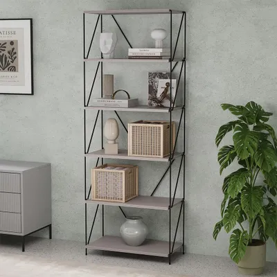 Produktbild von Vicco Bücherregal Ravix, 60 x 166.5 cm, Greige/Schwarz