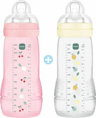 Produktbild von 2er-Set Flaschen -  BABY - Easy Active - +6 Monate - 330 ml - X Flow-Sauger - Berry + Pearl