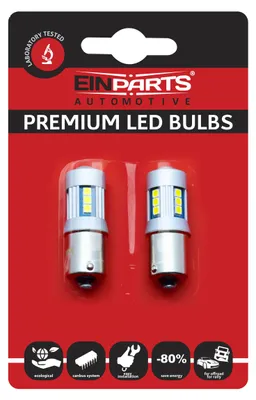 Obrázek produktu pro Einparts LED žárovky P21W 1156 pro brzdová světla, COB 6000 K, SMD diody, 2 ks