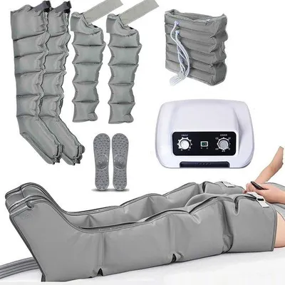 Productafbeelding van Luchtcompressie Beenmassager - Compressielaarzen - Spierontspanning Lymfedrainage - 6 Luchtkamers - Instelbare Druk - Grijs