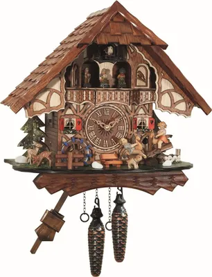 Produktbild von Engstler - 4916_QMT - Kuckucksuhr - Quarz - Nussbaum - mit Musik mit Tanzpaar - 34 cm