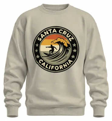Produktbild von Santa Cruz California Surfer Welle Retro Strand Küste Sweatshirt Pullover, Natur, XXL